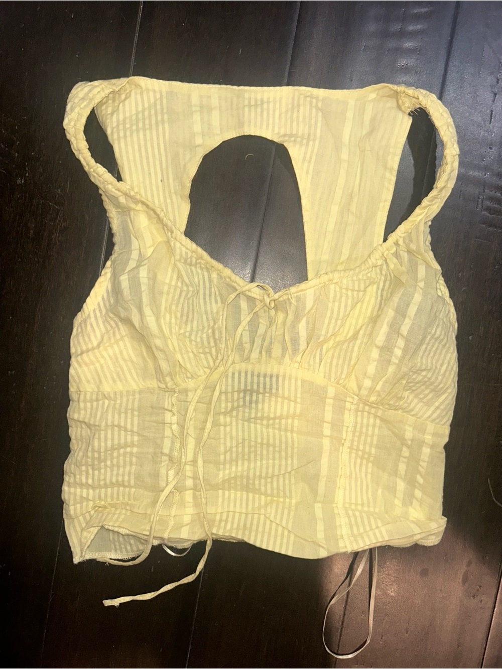 New Self Esteem S babydoll Yellow Sleeveless Crop Top ruched fitted smocked tank